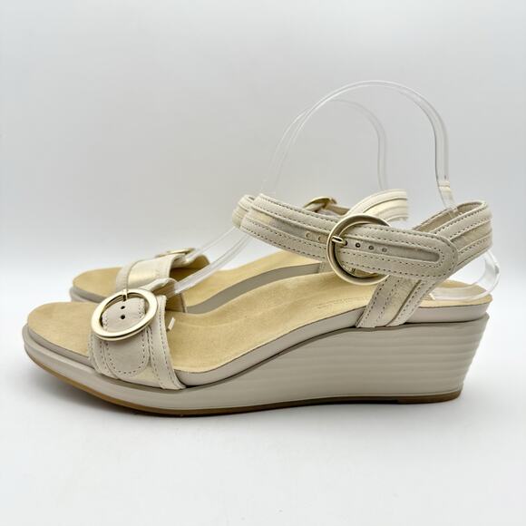 SAS Womens Seight Wedge Sandal Size 10 WW Gold Beige Leather NIB - Picture 8 of 12
